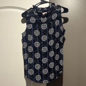 Loft Navy and White Sleeveless Top